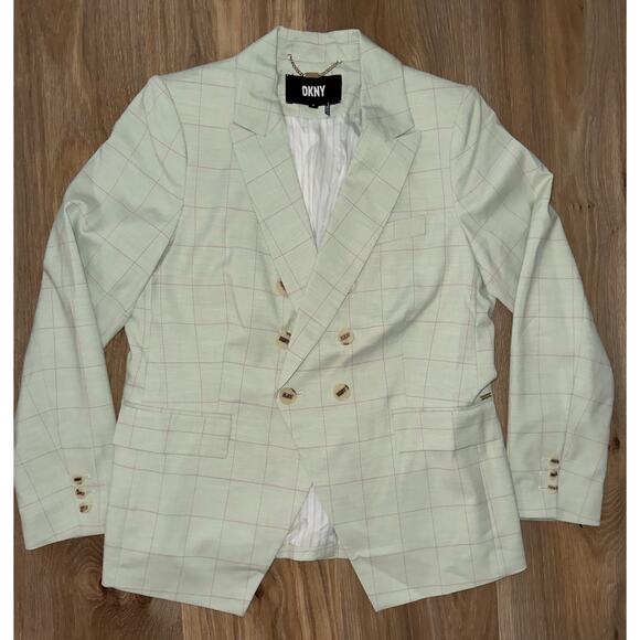 DKNY Women’s double breasted blazer in mint green - size 14 - Picture 2 of 11